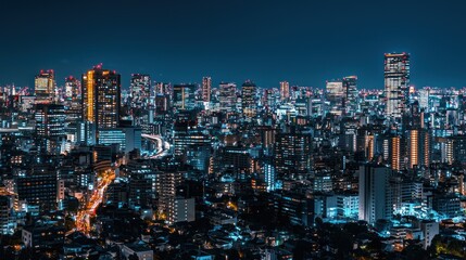 Obraz premium Night Metropolis: Tokyo's Dazzling Skyline