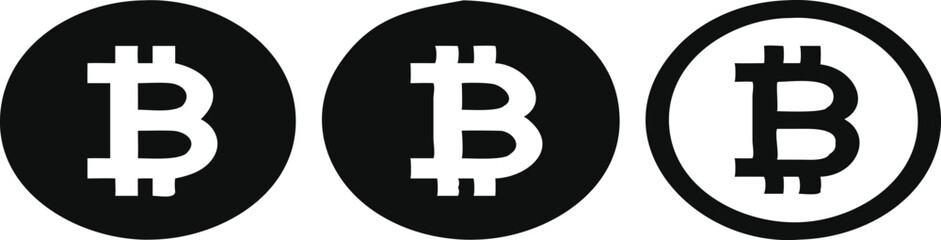 Obraz premium Black And White Bitcoin Icons