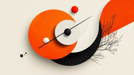 Artistic expression of yin yang energy in self awareness with modern minimalist visual storytelling.