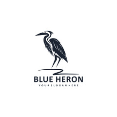 Blue heron Logo isolated on white background. Design blue heron for logo, Simple and clean flat design of the blue heron logo template. Suitable for your design need, logo, illustration, animation.