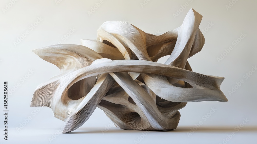 Poster arrows intertwined in a complex pattern, forming an abstract 3d sculpture