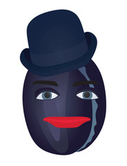 Plum face character. Funny icon. vector
