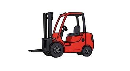 Naklejka premium Illustration of Red Forklift Truck on White Background for Transportation