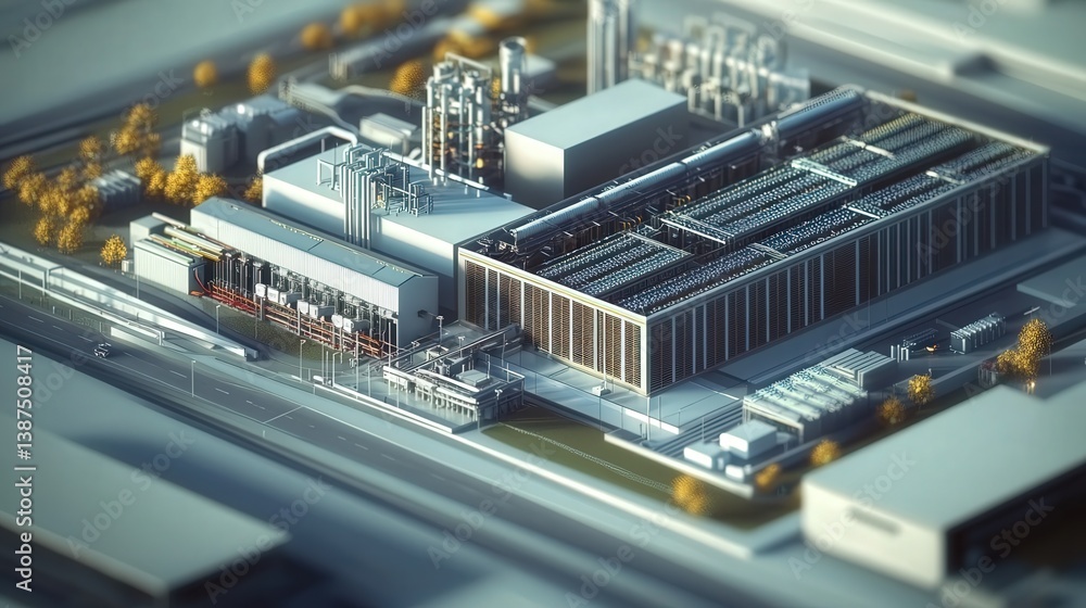 Poster a detailed 3d model of a data center reveals the complexity of modern technology, highlighting serve