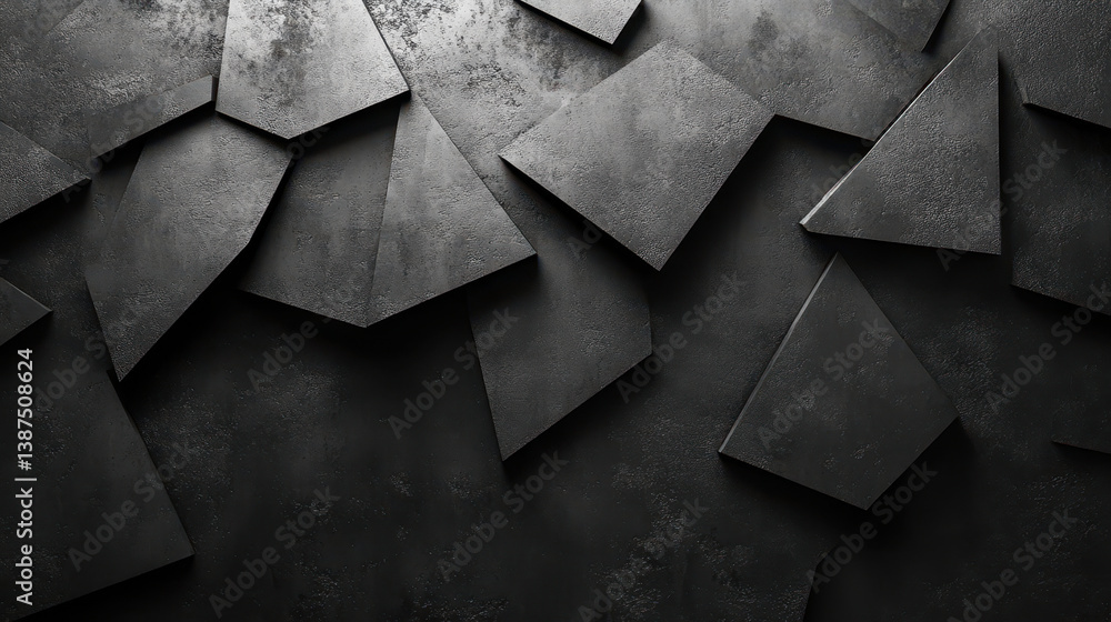 Poster dark abstract geometric background with black triangular shapes for modern design concepts