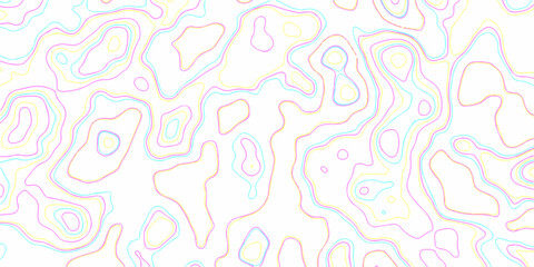 Orange, white and blue wavy abstract topographic map contour, lines Pattern background. Topographic map and landscape terrain texture grid. Wavy banner and color geometric form. Vector. 