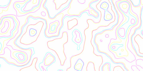 Orange, white and blue wavy abstract topographic map contour, lines Pattern background. Topographic map and landscape terrain texture grid. Wavy banner and color geometric form. Vector. 