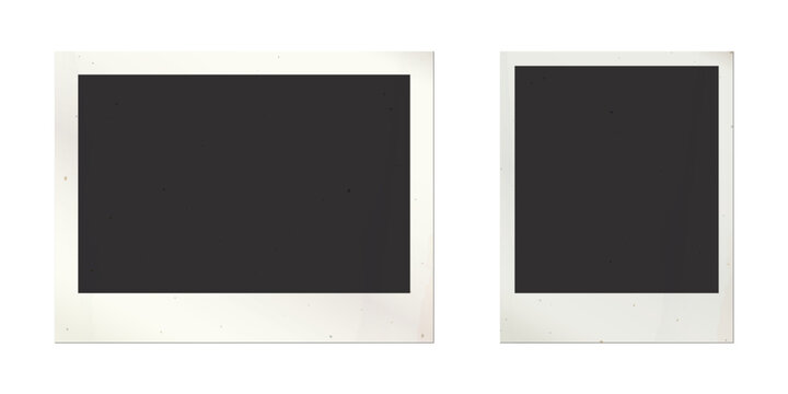 Blank old photograph vertical and horizontal frames with stained effect isolated template graphic illustration have blank space.