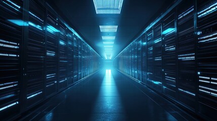 Cyber Data Center Corridor: Blue Light Servers