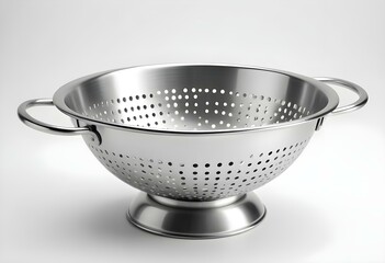 silver colander isolated on white