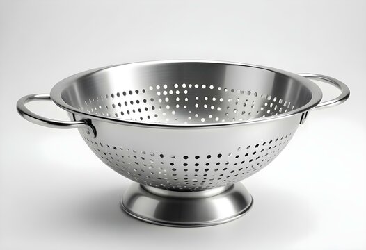 silver colander isolated on white