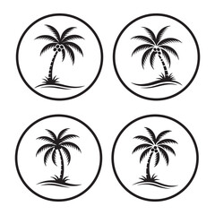 Obraz premium Set of Palm silhouettes. Design of palm trees palm tree logo Vector design