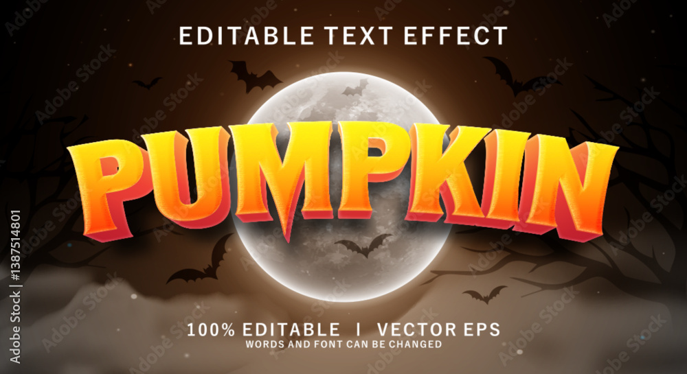 Aufkleber pumpkin 3d vector text effect with modern style design