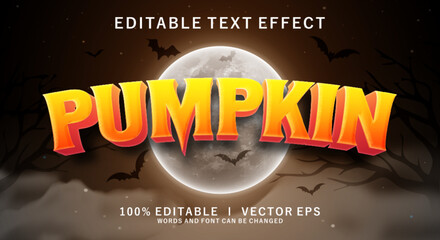 pumpkin 3d vector text effect with modern style design