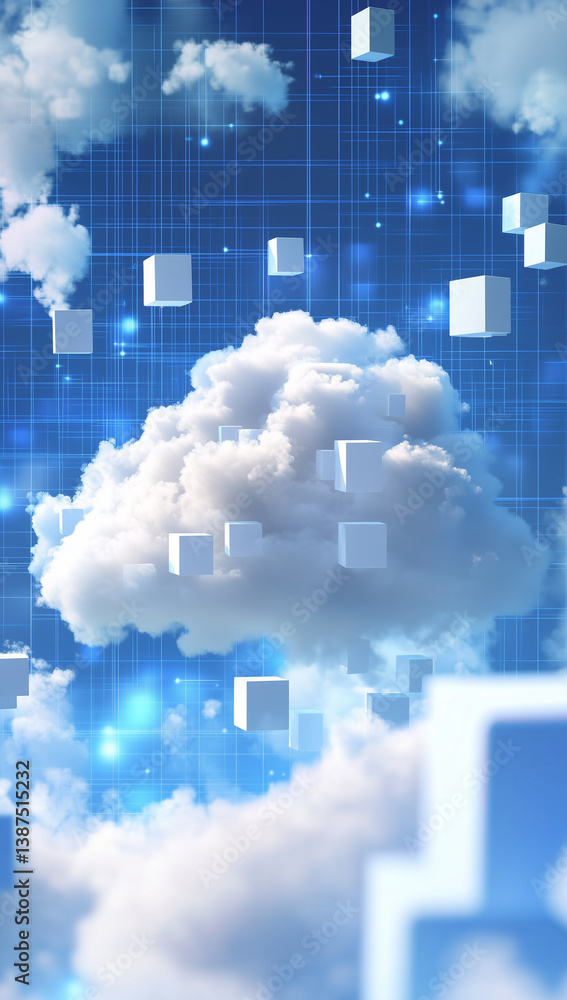 Poster cloud computing digital information and cyberspace background