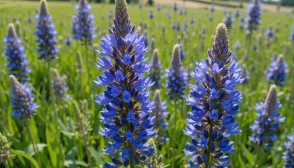Vibrant Blue Flax Flowers in a Sunny Field A Stunning Display of Nature's Beauty