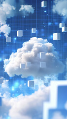 Obraz premium Cloud computing digital information and cyberspace background