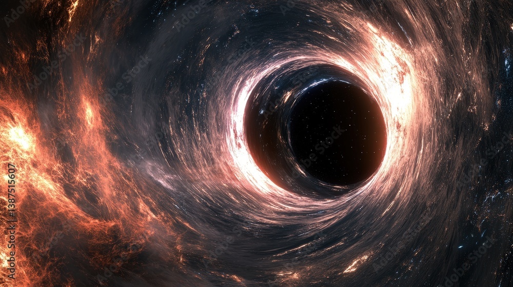 Aufkleber a highly realistic 3d rendering of a black hole near the solar system, distorting space and time.