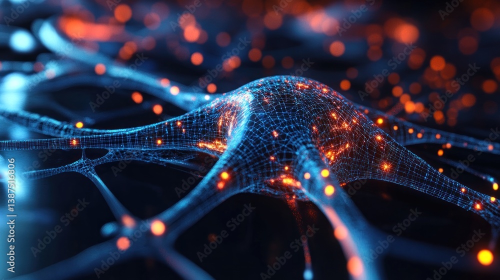 Aufkleber intricate neural network: a microscopic visualization of brain cell connections