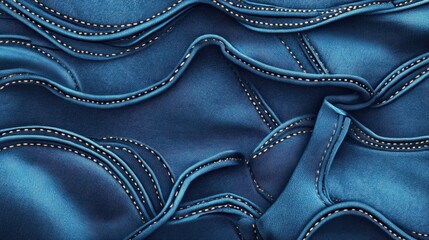 Naklejka premium A high-resolution denim-textured blue background with realistic stitching details