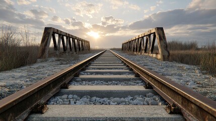 Rusty Rails Leading to the Sunset: An Abandoned Railway Track