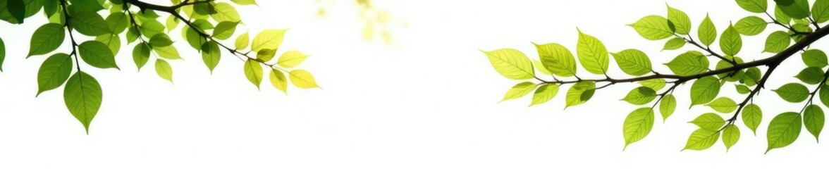 Isolated branches on a white background with a subtle gradient, foliage, tree, isolated