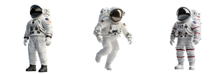 Fototapeta premium A set of humorous 3D Halloween astronaut outfits, A collection of playful festive designs Isolated on transparent Background