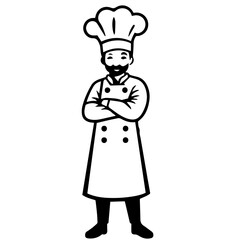 Cook vector silhouette on white background