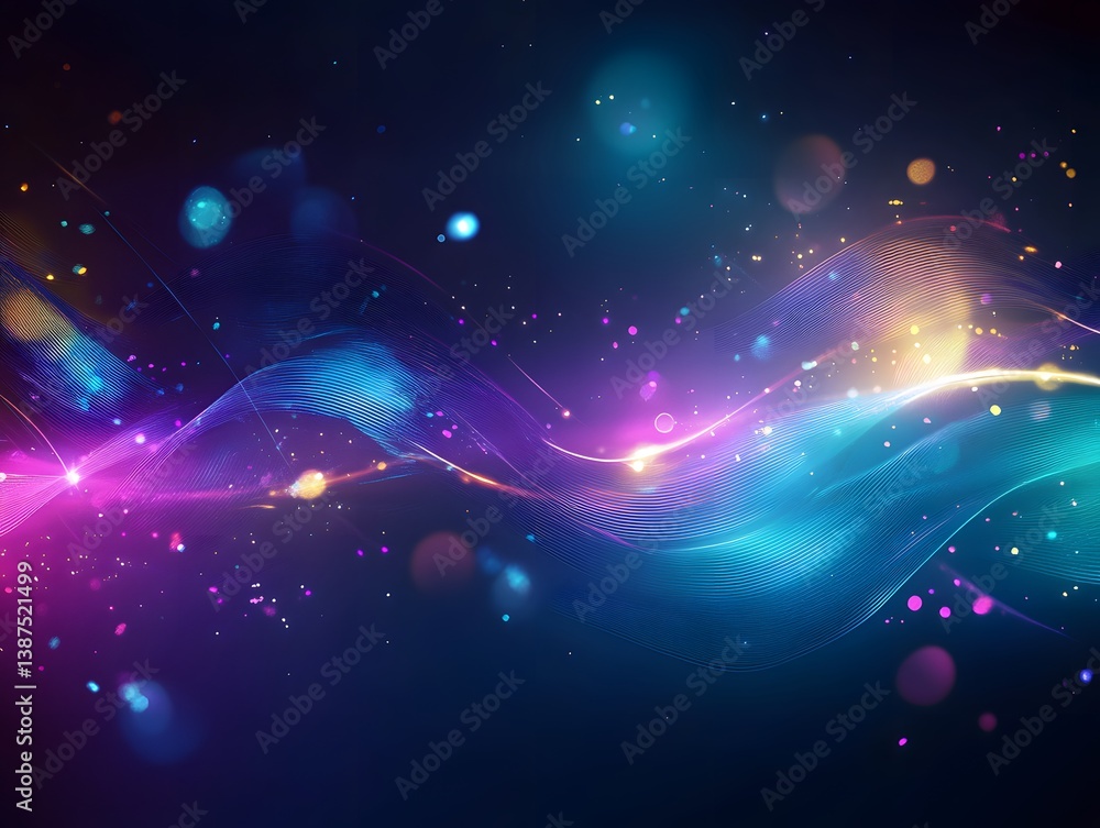 Poster a beautiful abstract digital artwork showing colorful dynamic flowing lines