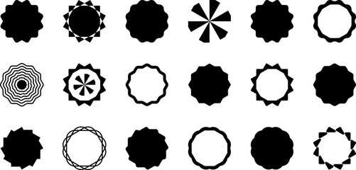 Promotional Sunburst Labels. Vector Stickers, Sale Badges & Vintage Design Set