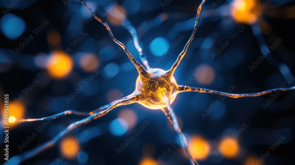 Poster microscopic view of a neuron: illuminating the intricacies of neural networks
