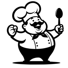 Cook vector silhouette on white background