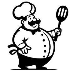 Cook vector silhouette on white background