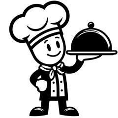 Cook vector silhouette on white background