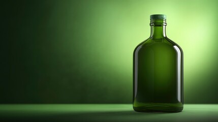 Isolated Olive Oil Bottle on a Green Background for Product Mockups