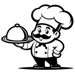 Cook vector silhouette on white background