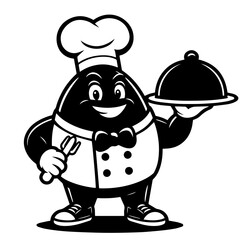Cook vector silhouette on white background