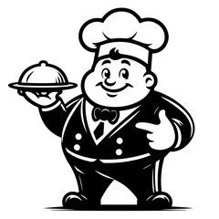 Cook vector silhouette on white background