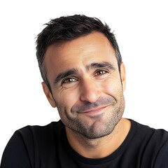 Obraz premium A Man Smirking and Raising Eyebrow Isolated on Transparent Background