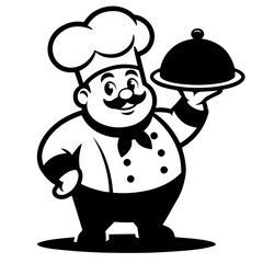 Cook vector silhouette on white background