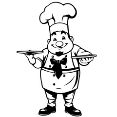 Cook vector silhouette on white background