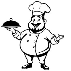 Cook vector silhouette on white background