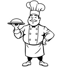 Cook vector silhouette on white background