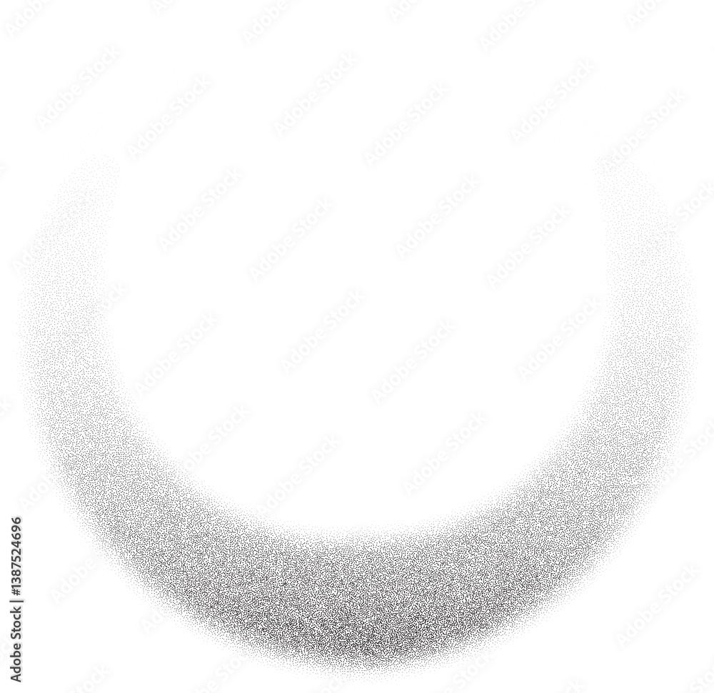Poster dotted grainy circle. stipple gradient texture. dusty grunge round with fade effect. circular sandy 
