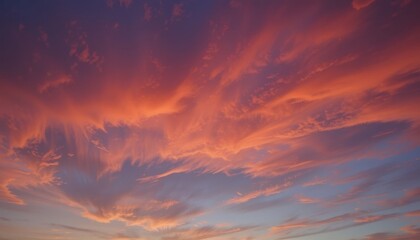 Fototapeta premium Fiery Sunset Sky Vivid Hues of Orange and Pink Paint the Evening Heavens