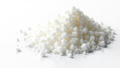 Crystalline sugar granules, bright white background, white, sweetness, snow