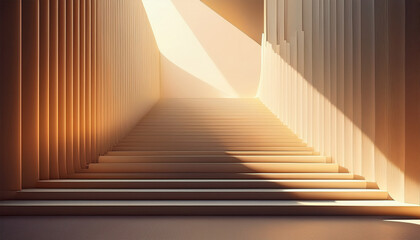 modern minimalist staircase ascending in a sunlit space