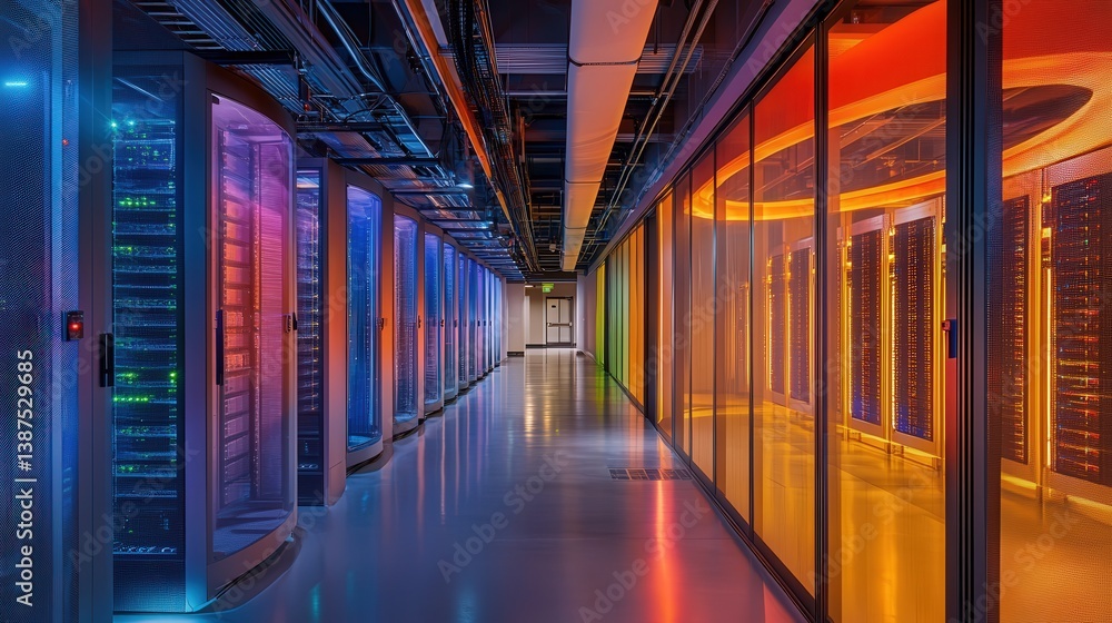 Aufkleber a striking view of the corridor in a working data center emphasizes the sleek design of rack servers