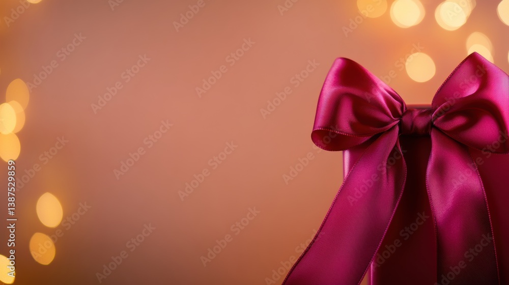 Poster a colorful gift with an elegant pink bow is set against a soft bokeh background, creating a festive 
