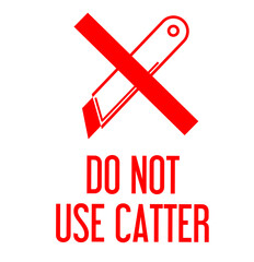 no cutter sign vertical printable. do not use blade or cutter symbol silhouette vector printable Sticker design of Do Not Cutter, red Fragile warning label vector